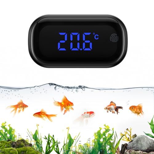Ankilo Aquarium Thermometer, Aquarienthermometer Digital mit Touch Screen, LED Kabelloses Temperaturmessgerät, Marine Thermometer, Digitales Wasser Thermometer für Süßwasser Meerwasser Reptilien von Ankilo