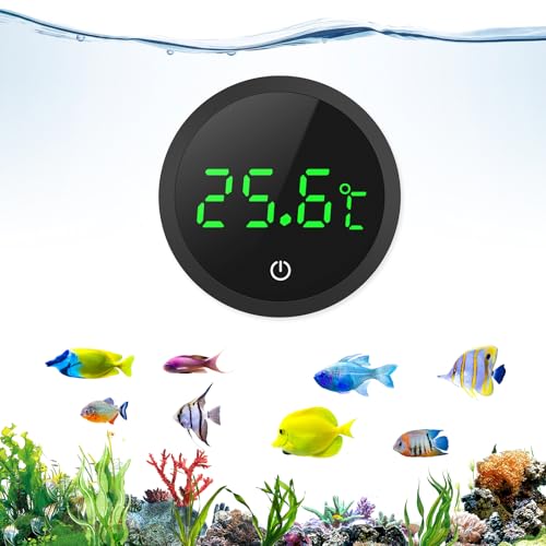 Ankilo Neueste Aquariumthermometer Digital mit Touch Screen, LED Kabelloses Temperaturmessgerät, Marine Thermometer, Digitales Wasser Thermometer für Süßwasser Meerwasser, Schwarz von Ankilo