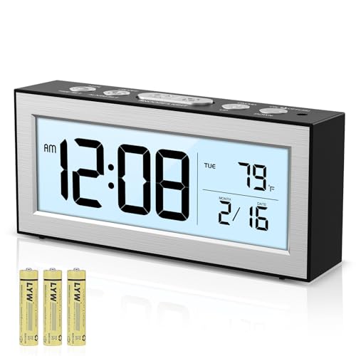 Ankilo Digital Wecker,Batteriebetriebene Uhr mit LCD-Display,Temperatur,Auto Helligkeit 5mins Snooze und Wochenendmodus für Schlafzimmer Schreibtisch Reisen von Ankilo