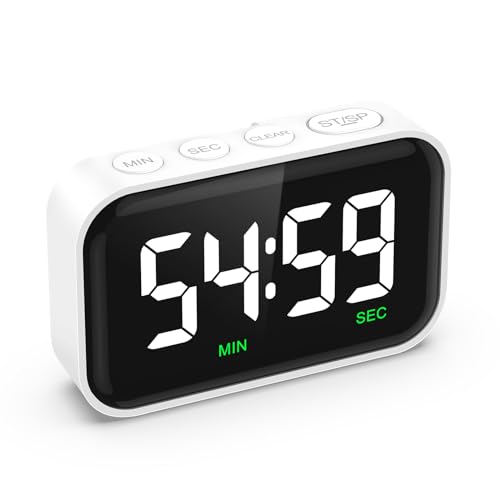 Ankilo Digitale Küchentimer Magnetisch,Eieruhr,Kurzzeitwecker,Einstellbare Lautstärke,LED Visuelle Timer,Lauter Alarm,Countdown Countup Timer für Kochen,Backen,Sport,Studieren Weiß von Ankilo