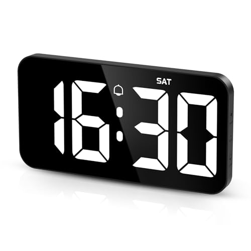 Ankilo Digitale Wecker, Uhr Große Wanduhr mit 10,8-Zoll-LED-Anzeige, Countdown-Uhr mit 5 einstellbaren Helligkeiten, Grosse LCD Anzeige Wanduhr, 12/24-Stunden-Anzeige und Kalenderuhr für Decor von Ankilo