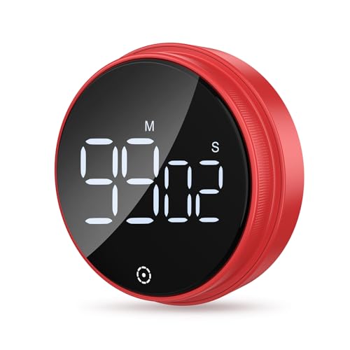Ankilo Küchentimer Digitale, Magnetisch, Eieruhr, Kurzzeitwecker, LED Visuelle Timer, Lauter Alarm, Countdown Countup Timer für Kochen, Backen, Sport, Studieren Rot von Ankilo
