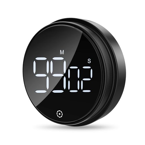 Ankilo Kitchen Timer Digitale, Küchentimer Magnetisch, Eieruhr, Kurzzeitwecker, LED Visuelle Timer, Lauter Alarm,Countdown Countup Timer für Kochen, Backen, Sport, Studieren Schwarz von Ankilo
