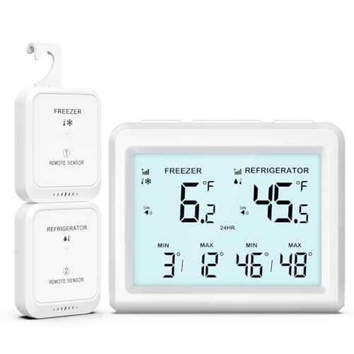 Ankilo Kühlschrank-Thermometer, Kabelloses Hintergrundbeleuchtungsdesign, Max/Min. Kühlschrankthermometer mit Alarm, Für Zuhause und Restaurant Ankilo Kühlschrank-Thermometer, Kabelloses Hintergrundbeleuchtungsdesign, Max/Min. Kühlschrankthermometer mit Alarm, Für Zuhause und Restaurant von Ankilo