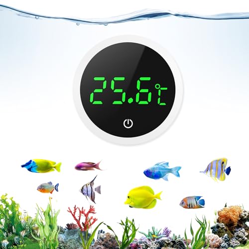 Ankilo Neueste Aquarium Thermometer, Aquarienthermometer Digital mit Touch Screen, LED Kabelloses Temperaturmessgerät, Marine Thermometer, Digitales Wasser Thermometer für Süßwasser Meerwasser von Ankilo