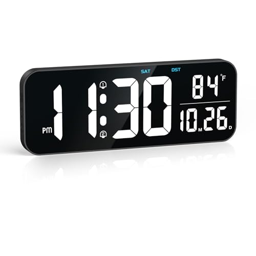 Ankilo Upgrade Wanduhr, 16" großes Display Digitaluhr mit Fernbedienung, LED Digital Wanduhr für Wohnzimmer Dekoration mit Timer, 12/24H, Auto Helligkeitsdimmer, 2 Alarme Ankilo Upgrade Wanduhr, 16" großes Display Digitaluhr mit Fernbedienung, LED Digital Wanduhr für Wohnzimmer Dekoration mit Timer, 12/24H, Auto Helligkeitsdimmer, 2 Alarme von Ankilo