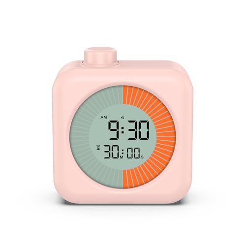 Ankilo Visueller Timer für Kinder,Wecker Timer 2 in 1,Zeitmanager für Kinder,Countdown Timer Wecker für Selbstdisziplin Lernen,12/24-Stunden-Anzeige,Inklusive Batterie,rosa von Ankilo