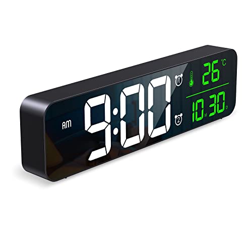 Ankilo Wanduhr Digital Groß, 10,5'' LED Digital Wecker, Grosse LCD Anzeige Wanduhr, Digitale Wanduhr mit Kalender und Temperatur, Lauter Alarm und Klar, Kalenderuhr für Decor von Ankilo