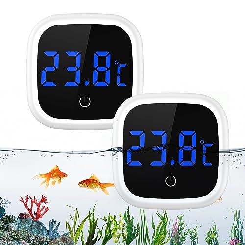 Ankilo Aquarium Thermometer, Aquarienthermometer Digital mit Touch Screen,LED Kabelloses Temperaturmessgerät, Marine Thermometer,Digitales Wasser Thermometer für Süßwasser Meerwasser Reptilien 2Ber von Ankilo