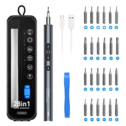 NEW Mini Electric Screwdriver, 28 in 1 Precision Power Screwdriver Set with 24 Bits, Magnetic Precision Mechanics Screwdriver, Electric Screwdriver with LED Lights for Phone, Watches, Laptop von Ankilo