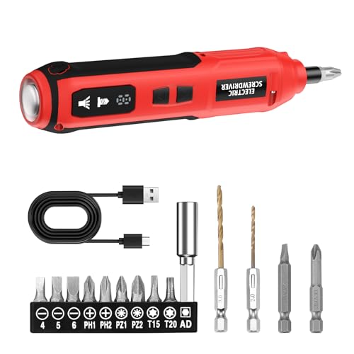 Ankilo 3.6V Cordless Electric Screwdriver Kit, 5 Geschwindigkeitsstufen, USB aufladbar, Dual-LED-Licht, automatische tragbare kabellose Power-Schrauber für kleine Projekte von Ankilo