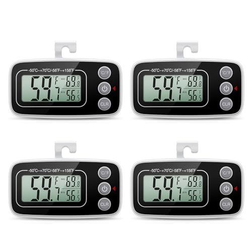 Thermometer Hygrometer Ankilo Digitale Kühlschrankthermometer Gefrierschrankthermometer Kabelloses Innenthermometer mit LCD-Anzeige, Magnetisch, Max/Min Aufzeichnungsfunktion für Zuhause 4 Stück Thermometer Hygrometer Ankilo Digitale Kühlschrankthermometer Gefrierschrankthermometer Kabelloses Innenthermometer mit LCD-Anzeige, Magnetisch, Max/Min Aufzeichnungsfunktion für Zuhause 4 Stück von Ankilo