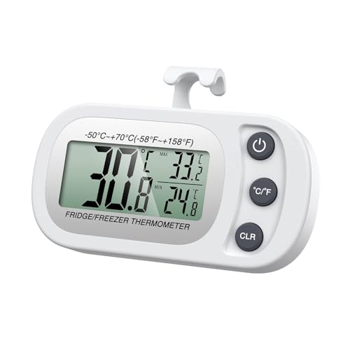 Ankilo Digitales Kühlschrank Thermometer, Gefrierschrank Thermometer, Kabelloses Innenthermometer mit Magnetisch, Max/Min Aufzeichnungsfunktion, Innenraum Thermometer für Zuhause, Restaurants von Ankilo