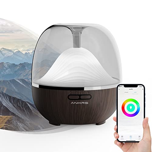 Alexa Smart Aroma Diffuser 600ml, Ankrs Ätherische Öle Diffusor Aroma Luftbefeuchter, WLAN Diffuser kompatibel mit Alexa/Google Home, Smart Home, Ultra Quiet, BPA Free für Schlafzimmer, Büro, Spa von Ankrs