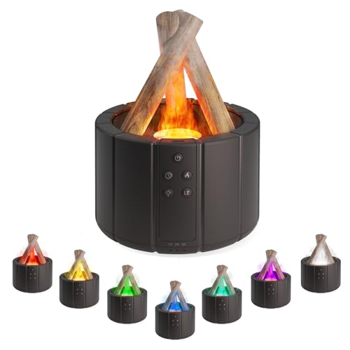 Ankrs Flame Aroma Diffuser für Ätherische Öle 280ml, Lagerfeuer Flammeneffekt mit 3 Helligkeit Modi, mit Fernbedienung, 3 Timer, Wasserlose Abschaltautomatik, Luftbefeuchter (Schwarz) von Ankrs