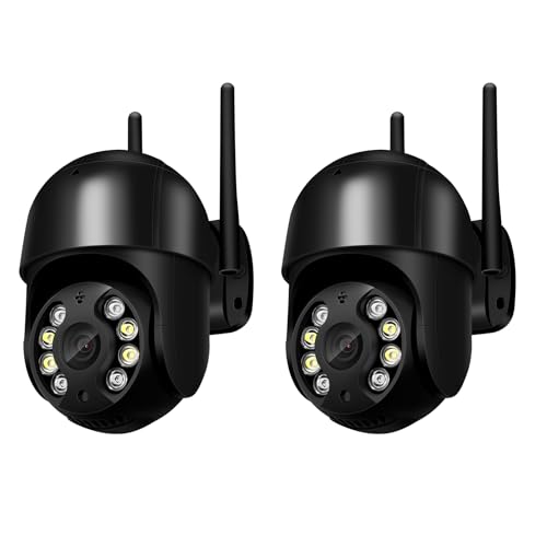 Anksono Überwachungskamera Aussen WLAN, 350°/90° Schwenkbar 1080P PTZ Outdoor WLAN IP Kamera Überwachung Außen, WiFi Camera mit Automatische Verfolgung, Nachtsicht Farbe, 2-Wege Audio, 2 Stück von Anksono