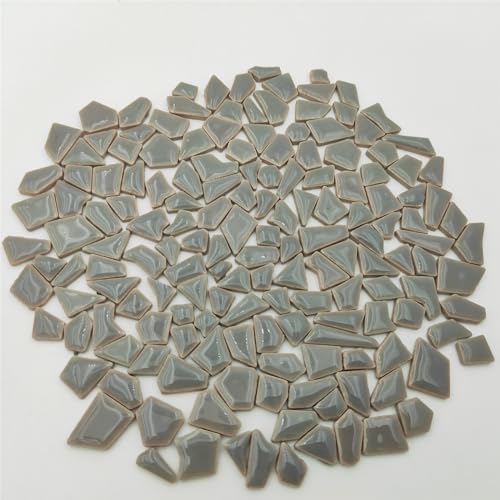 200 g unregelmäßige Keramik-Mosaikfliesen zum Basteln, 0,5 x 2 cm kleine Mosaiksteine für DIY-Mosaikherstellung und Wanddekoration (grau) von Anktily