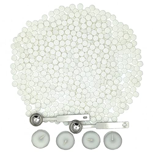 600 Stück Siegelwachs Perlen Set, Sonnenblume Wachssiegelperlen mit 2 Schmelzlöffel und 4 Teelichtkerzen für Wachsstempel, Buchstabensiegel (Weiß) von Anktily