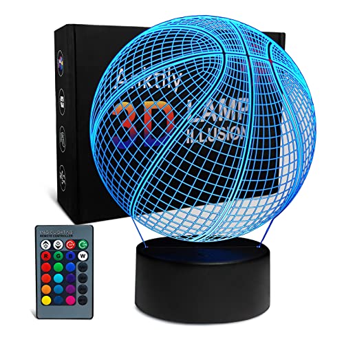 Basketball 3D Nachtlicht Illusion Lampe Schreibtischlampe Tischlampe 16 Farbfernbedienung, Geburtstag Weihnachtsidee für Sport Fan Jungen Mädchen von Anktily