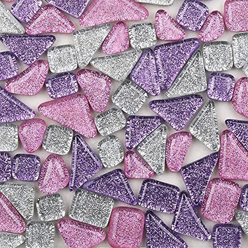Bunte Glasmosaikfliesen 200g, Irregulär Glitzerkristall Mosaiksteine Glasstücke, Glasfliesen Glassteine für Basteln, Haus Deko(Leise) von Anktily