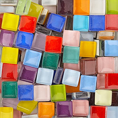 Glasmosaikfliesen Mosaiksteine, Bulk-Quadrat Glassteine Glasfliesen, Glasstücke für Basteln, Haus Deko,200 g, 1 x 1 cm(Panchromatisch) von Anktily
