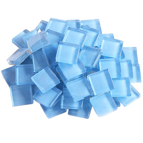 Glasmosaikfliesen Mosaiksteine 200g, Bulk-Quadrat Glassteine Glasfliesen, Glasstücke für Basteln, Haus Deko,1,5 x 1,5 cm(Himmelblau) von Anktily