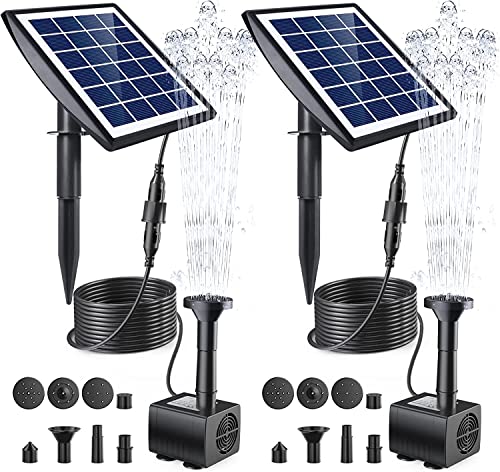 Ankway 2 Stück Solar Springbrunnen mit Neigbarer Halterung, Solarbrunnen für den Garten Wasserbrunnenpumpe mit 7 Düsen, tauchfähig, Bürstenloses Brunnen Solarpumpe Set für Vogelbad, Aquarium, Garten von Ankway