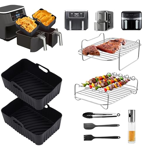 Ninja Heißluftfritteuse Zubehör, 2024 Neu Ninja Foodi Accessories, 8 PC Airfryer Zubehör für Ninja Foodi Dual AF500EU, AF400EU, AF300EU Silikonform von Ankway