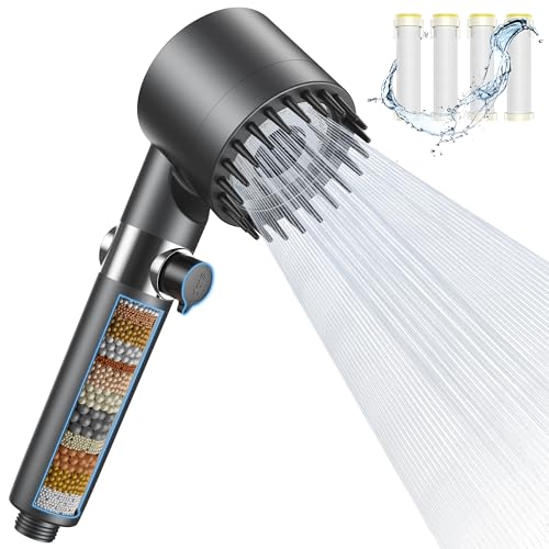 Duschkopf mit Filter in 15 Schichten, 3 Strahlarten Duschbrause mit Stoppfunktion, Hochdruck Brausekopf Rund Dusche Wassersparend Shower Head, Duschköpfe Handbrause für Entfernen vom harten Wasser von Ankway