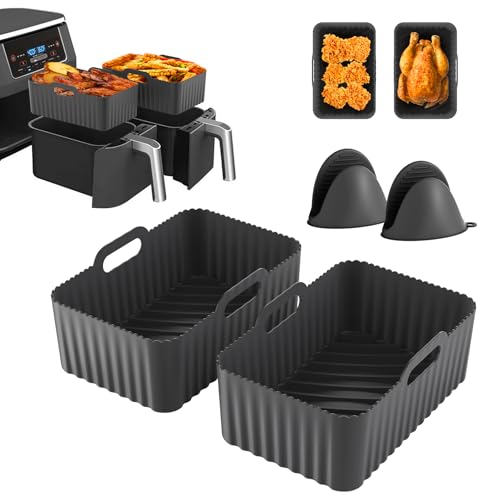Ninja Heißluftfritteuse Silikonform Zubehör für Double Stack XL SL400EU, AF400EU, AF451EU, AF300EU, Foodi Max AF500EU, 4 Silikon Einsätze für Heißluftfritteuse Einsatz für Dual Zone Air Fryer (Grau) Ninja Heißluftfritteuse Silikonform Zubehör für Double Stack XL SL400EU, AF400EU, AF451EU, AF300EU, Foodi Max AF500EU, 4 Silikon Einsätze für Heißluftfritteuse Einsatz für Dual Zone Air Fryer (Grau) von Ankway