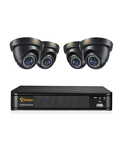 Anlapus 1080P HD Videoüberwachung System 8CH H.265+ 1080P DVR Recorder mit 4X 2MP Außen Dome Kamera Set ohne Festplatte, 20M IR Nachtsicht von Anlapus