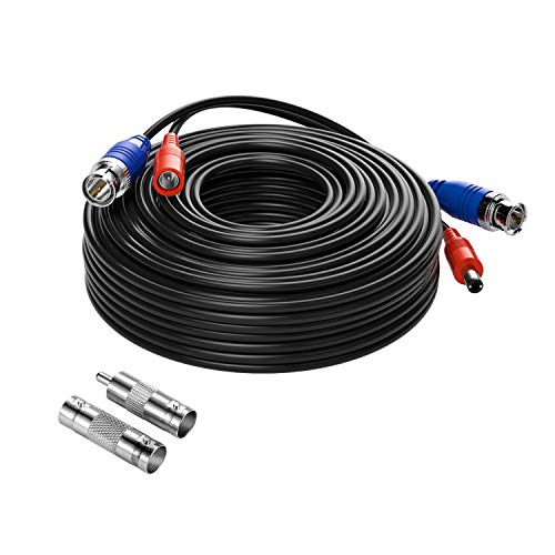 Anlapus 18,3 Meter BNC Video + DC Power Kabel Netzkabel 2in1 CCTV Verlängerungskabel mit BNC RCA Adapter für AHD CVI TVI 960H Überwachungssystem, Schwarz von Anlapus
