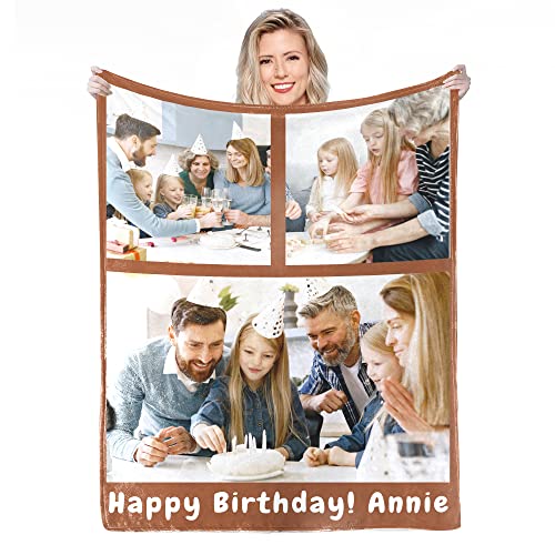 Personalisierte Decke Mit Foto,Fotodecke Mit Eigenem Foto,Worten Bild Collage Individuelle Decken, Geburtstags-Souvenir-Geschenke Personalisierte Decke für Vater, Mutter, Kinder, Hunde, Freunde von Anlewo