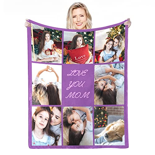 Personalisierte Decke Mit Foto,Fotodecke Mit Eigenem Foto,Worten Bild Collage Individuelle Decken, Geburtstags-Souvenir-Geschenke Personalisierte Decke für Vater, Mutter, Kinder, Hunde, Freunde von Anlewo