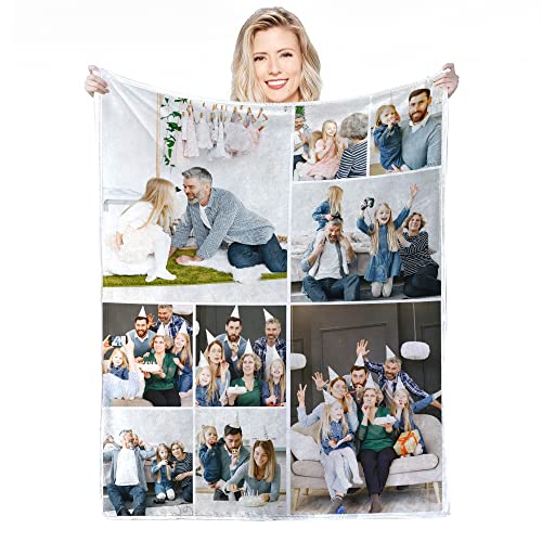 Personalisierte Decke Mit Foto,Fotodecke Mit Eigenem Foto,Worten Bild Collage Individuelle Decken, Geburtstags-Souvenir-Geschenke Personalisierte Decke für Vater, Mutter, Kinder, Hunde, Freunde von Anlewo