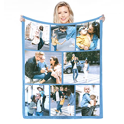 Personalisierte Decke Mit Foto,Fotodecke Mit Eigenem Foto,Worten Bild Collage Individuelle Decken, Geburtstags-Souvenir-Geschenke Personalisierte Decke für Vater, Mutter, Kinder, Hunde, Freunde von Anlewo