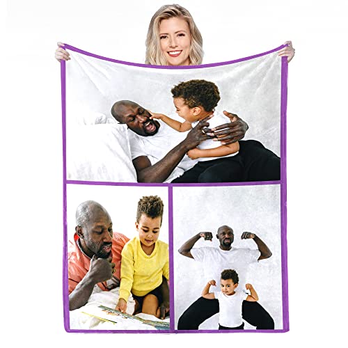 Personalisierte Decke Mit Foto,Fotodecke Mit Eigenem Foto,Worten Bild Collage Individuelle Decken, Geburtstags-Souvenir-Geschenke Personalisierte Decke für Vater, Mutter, Kinder, Hunde, Freunde von Anlewo