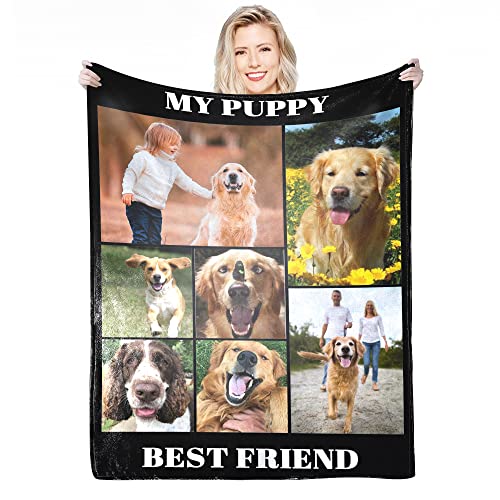 Personalisierte Decke Mit Foto,Fotodecke Mit Eigenem Foto,Worten Bild Collage Individuelle Decken, Geburtstags-Souvenir-Geschenke Personalisierte Decke für Vater, Mutter, Kinder, Hunde, Freunde von Anlewo