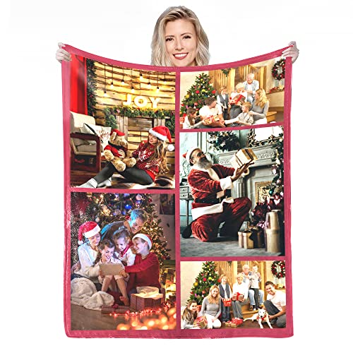 Personalisierte Decke Mit Foto,Fotodecke Mit Eigenem Foto,Worten Bild Collage Individuelle Decken, Geburtstags-Souvenir-Geschenke Personalisierte Decke für Vater, Mutter, Kinder, Hunde, Freunde von Anlewo