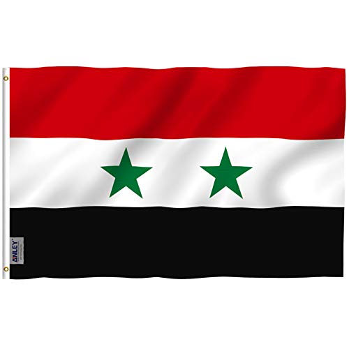 ANLEY Fly Breeze 3x5 Fuß Syrien Flagge - Lebendige Farbe und UV-Lichtechtheit - Leinwandkopf und doppelt genäht - Syrische Arabische Republik Flaggen Polyester mit Messingösen 3 X 5 FT von Anley