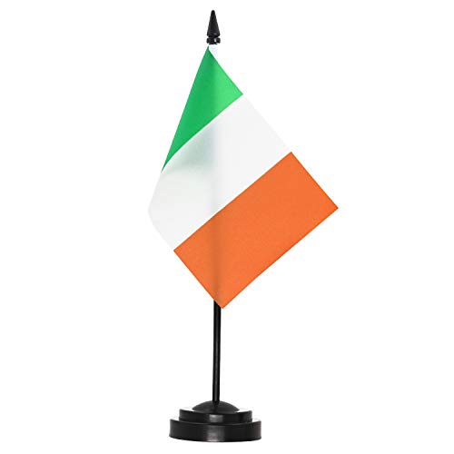 ANLEY Ireland Deluxe Schreibtischflaggenset - 6 x 4 Zoll irische Miniatur-Desktop-Flagge mit 12 "massivem Pol - lebendige Farbe und lichtbeständig - schwarze Basis und Speerspitze ANLEY Ireland Deluxe Schreibtischflaggenset - 6 x 4 Zoll irische Miniatur-Desktop-Flagge mit 12 "massivem Pol - lebendige Farbe und lichtbeständig - schwarze Basis und Speerspitze von Anley