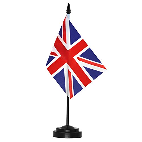 ANLEY UK Deluxe Schreibtischflaggen-Set - 6 x 4 Zoll Miniatur Britische Desktop-Flagge Großbritanniens mit 12 "massivem Pol - lebendige Farbe und lichtbeständig - schwarze Basis und Speerspitze ANLEY UK Deluxe Schreibtischflaggen-Set - 6 x 4 Zoll Miniatur Britische Desktop-Flagge Großbritanniens mit 12 "massivem Pol - lebendige Farbe und lichtbeständig - schwarze Basis und Speerspitze von Anley