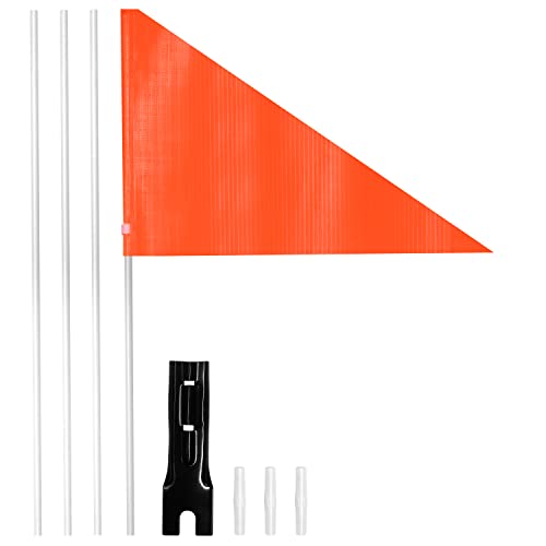 Anely 6Ft Fahrradsicherheitsflagge mit Glasfaserstange und Montagehalterung - Einstellbare Länge, hohe Sichtbarkeit und Reißfestigkeit - Doppelseitige Sicherheitsanhänger für Fahrradanhänger (orange) von Anley