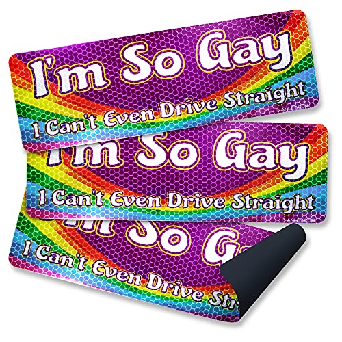 Anley, ich bin so schwul, dass ich nicht einmal gerade Auto-Magnetschilder fahren kann ¨C reflektierende LKW- und Fahrzeug-Autoaufkleber ¨C LGBT Magnetaufkleber (10 Zoll) ¨C 3er-Set von Anley