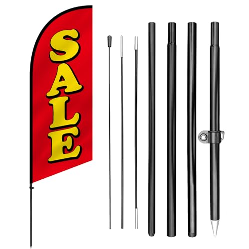 Anley 7,5 Fuß Sale Federbanner-Set - Outdoor Swooper Werbefahnen - Verkaufs-Schild für Geschäfte, Rabattaktionen, Veranstaltungen, Einzelhandelsverkäufe - Wetterfest und einfache Einrichtung von Anley
