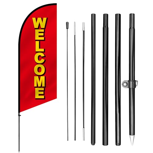 Anley 7,5 Fuß Welcome Federbanner-Set -Outdoor Swooper-Werbefahnen mit Stange und Pfahl -Begrüßungsschild für Geschäfte, Unternehmen, Veranstaltungen oder Eingänge-Wetterfest und einfache Einrichtung Anley 7,5 Fuß Welcome Federbanner-Set -Outdoor Swooper-Werbefahnen mit Stange und Pfahl -Begrüßungsschild für Geschäfte, Unternehmen, Veranstaltungen oder Eingänge-Wetterfest und einfache Einrichtung von Anley