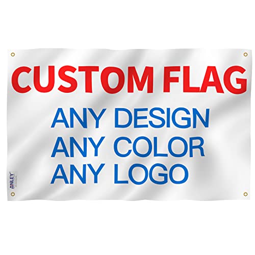 Anley Custom Flag 1x1,5 Ft Customized Flags Banner – Personalisieren Sie Ihr eigenes Logo/Design/Worte drucken – Lebendige Farbe Kopfzeile aus Segeltuch doppelt genäht 1x1,5 Ft – einseitig (4 Eckösen) von Anley