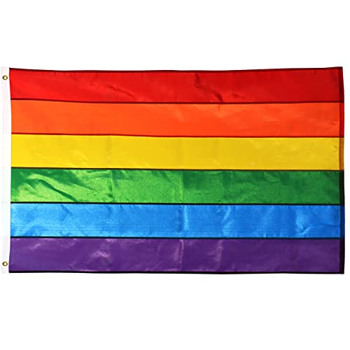 ANLEY EverStrong Serie 3x5 Fuß Regenbogenfahne (genähte Streifen) Hochleistungs-Nylon - 2 Reihen von Nähten - Flaggen mit Messingösen 3 x 5 Ft von Anley