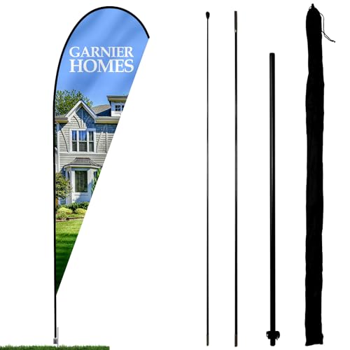 Anley Teardrop Feather Flagpole Set – Zusammengebautes Flutter Banner Pole Set mit Tragetasche – Passend für 2,5 ft x 5,5 ft Feather Flags (nicht im Lieferumfang enthalten) – nur Fahnenmast von Anley