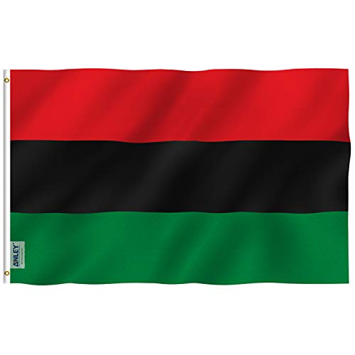 Anley Fliegenbrise 3x5 Fuß Afroamerikanische Flagge - Lebendige Farbe und UV-beständig - Leinwand Kopf- und Doppelnaht - Panafrikanische Flaggen Polyester mit Messingösen 3 x 5 Ft von Anley